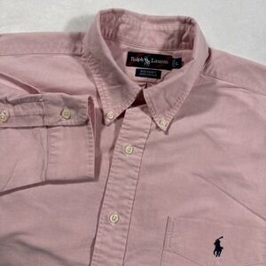 Polo Ralph Lauren Big Shirt Mens Large Pink Long Sleeve Button Down Cotton